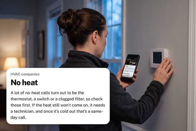 At the thermostat, reading the No heat answer on CNY Pros: what’s usually behind it and what to check first